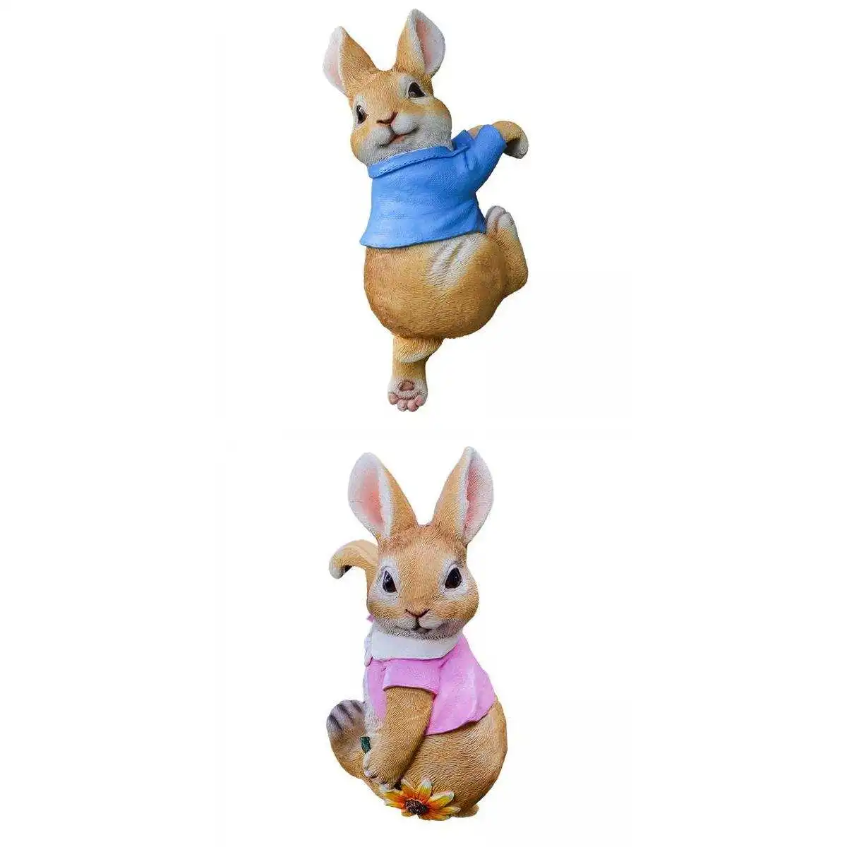

2pc Exquisite Rabbit Ornaments Garden Statue Figurines for Outdoor