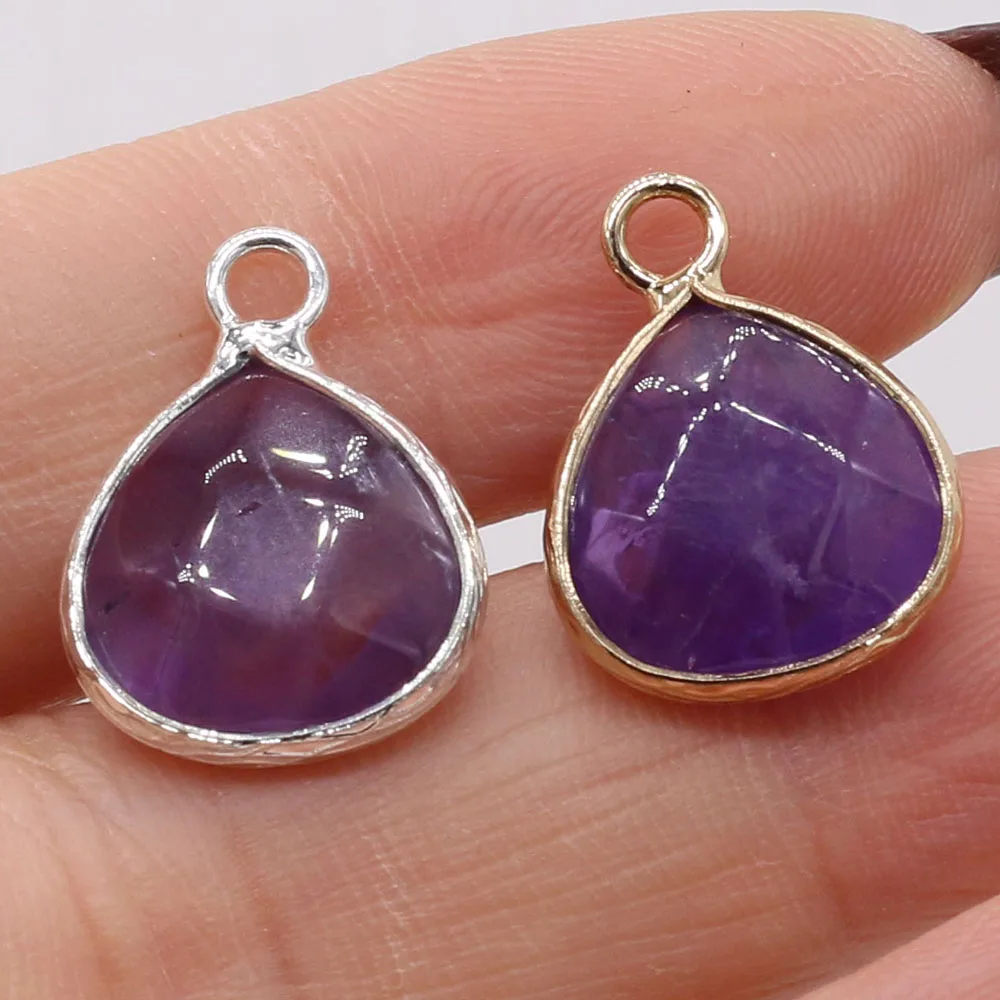 

2021New Natural Stone Amethyst Gold-plated Silver Rim Connector Pendant MakingDIY Bracelet Necklace Charm Jewelry Accessory Gift