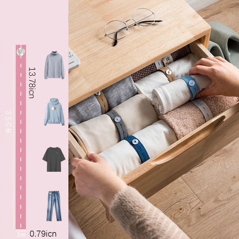 

Adjustable Travel Clothing Storage Binding Straps Household Folding Pants Storage Elastic Self-adhesive Roll Belt Organizer