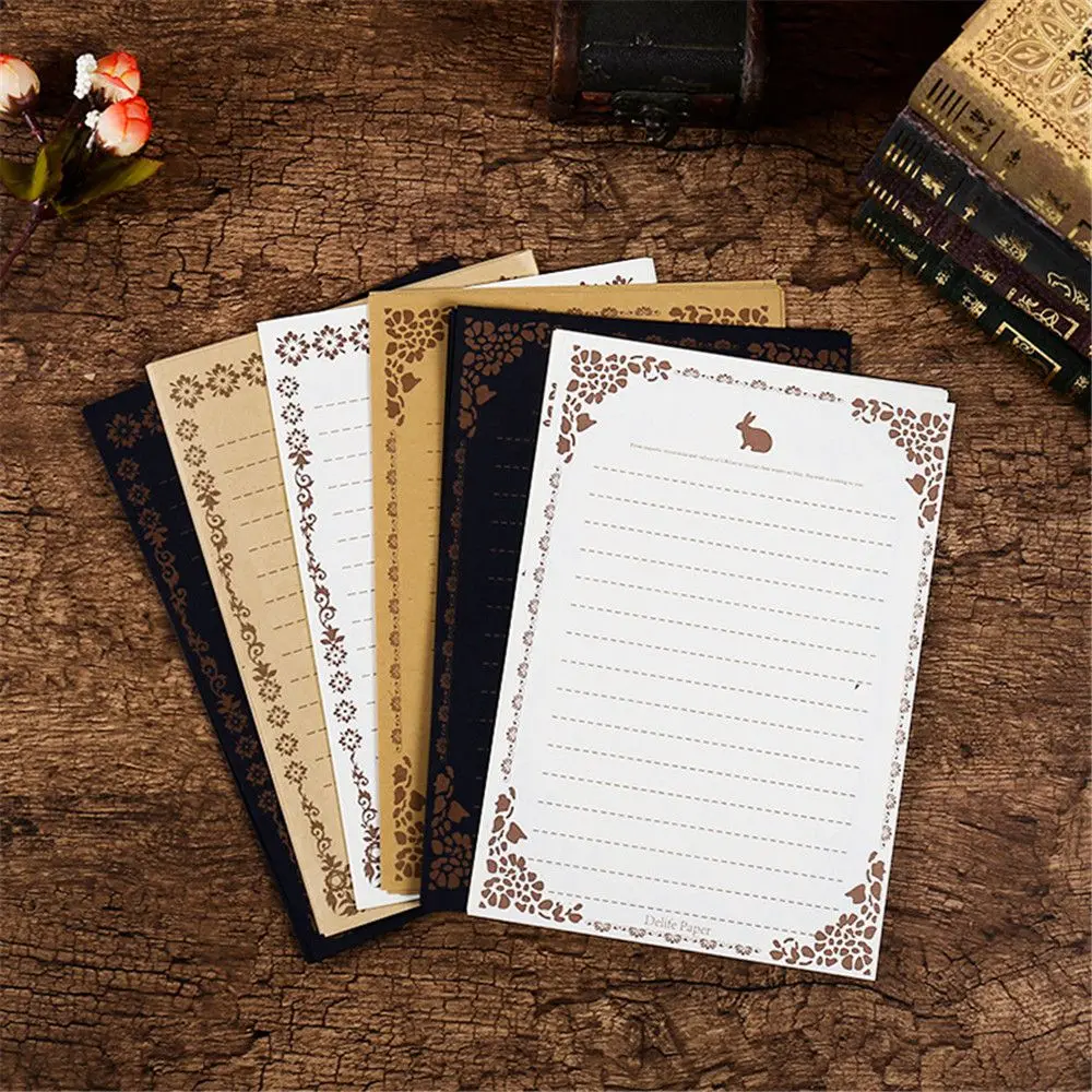 

8 листов бумаги с буквами из крафт-бумаги в европейском винтажном стиле, дизайн «сделай сам», бумага для письма, канцелярские принадлежности...