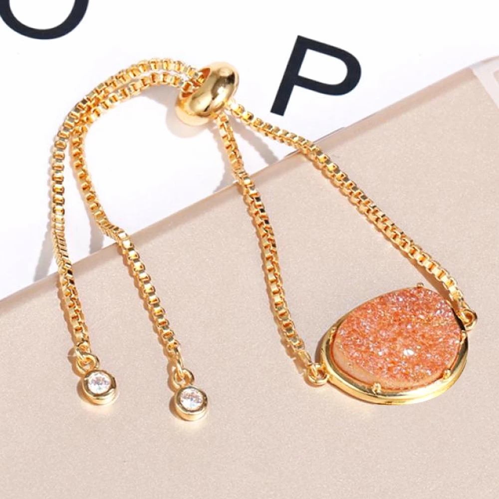 ShinyGem Модный кристалл Druzy/керамические браслеты очарование из нержавеющей