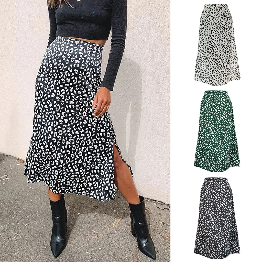 

woman skirts harajuku Spring/summer 2021 ladies leopard print chiffon printing split skirts sexy skirts womens WSL4104