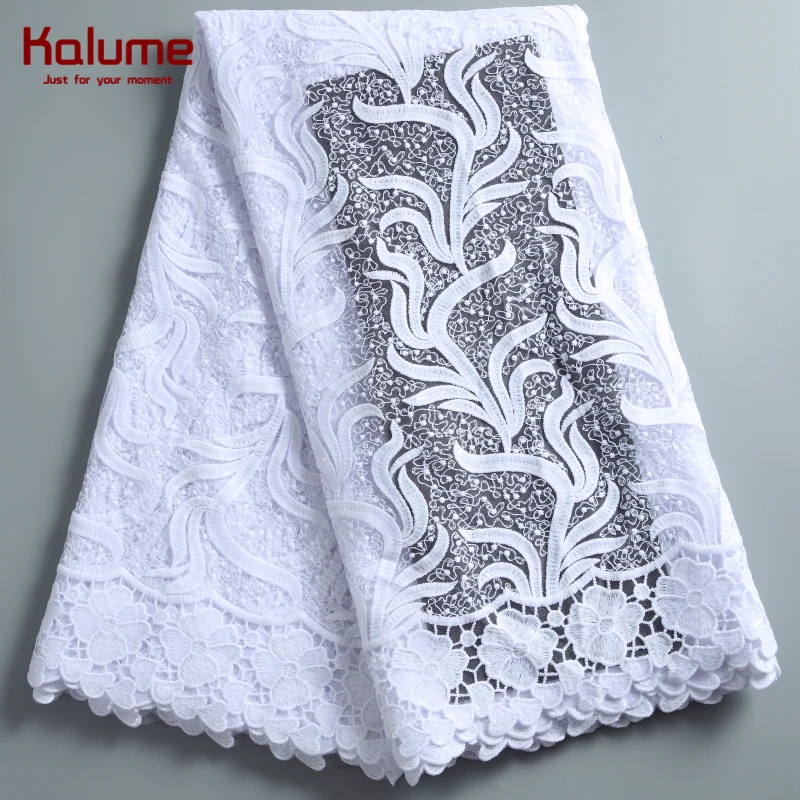 

Kalume Sequins French Milk Silk Lace Fabric Pure White African Lace Fabric For Wedding Dress Nigerian Tulle Lace Fabrics F2270