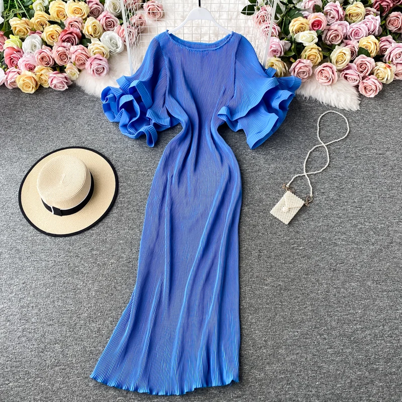 

Korean Pleated Women Dress Flare Short Sleeve O-Neck Causal Dresses 2021 Summer Fashion A-Line Vestidos De Fiesta 4c893