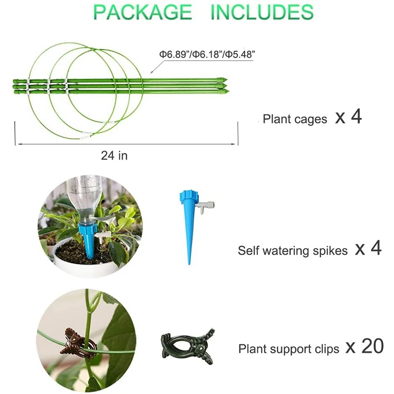 

4 Piece Garden Plant Support Tomato Cage, 60.96Cm Improved Climbing Trellis Support Kit