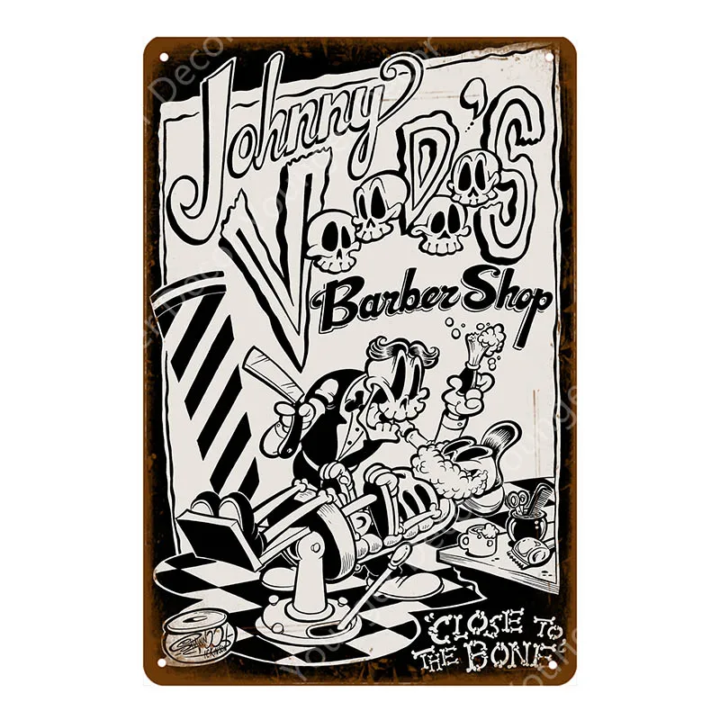 Barber Shop Metal Signs Haircuts And Shaves Advertising Decorative Board Home Wall Decor Hairdresser Gift Vintage Poster YI-165 - Цвет: YD7807BI