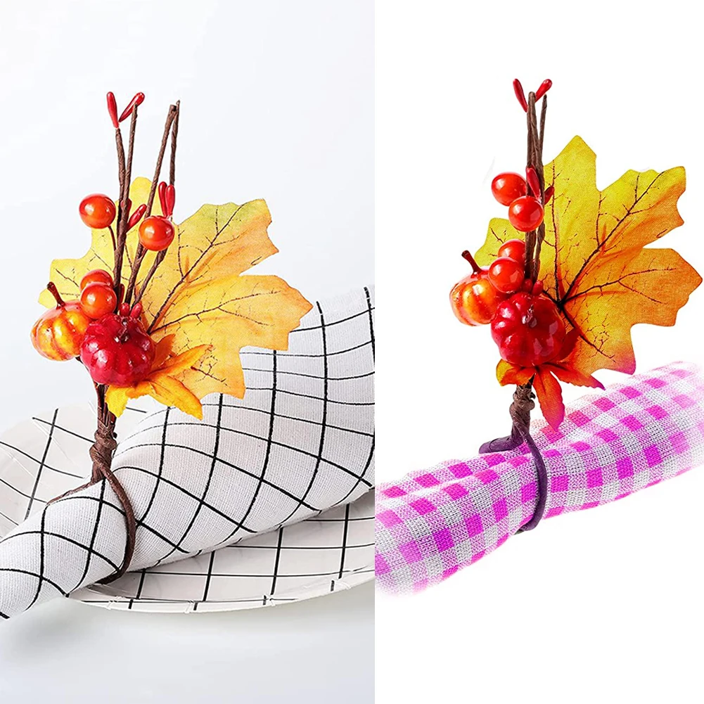

Napkin Rings Maple Pumpkin Napkin Ring Napkin Buckle High-Quality Napkin Ring For Bar Restaurant Christmas Party Dinner 6PCS