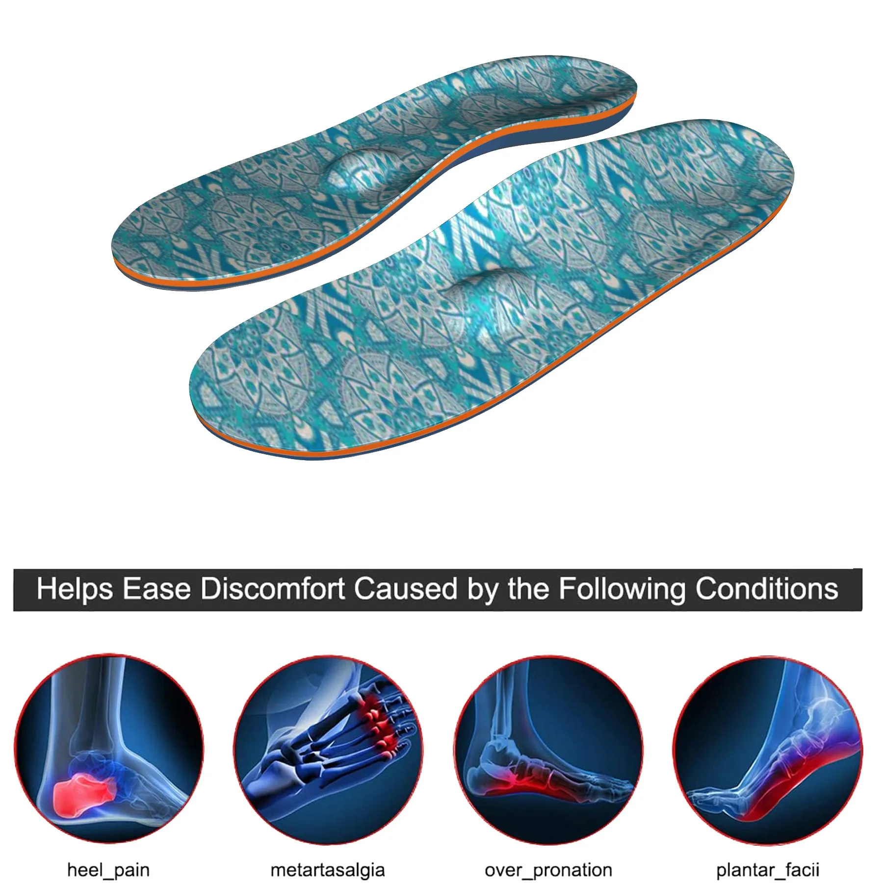 All-match blue heel orthopedic pad Full pad plantar fasciitis, metatarsal arch support, orthopedic insoles, sports soles