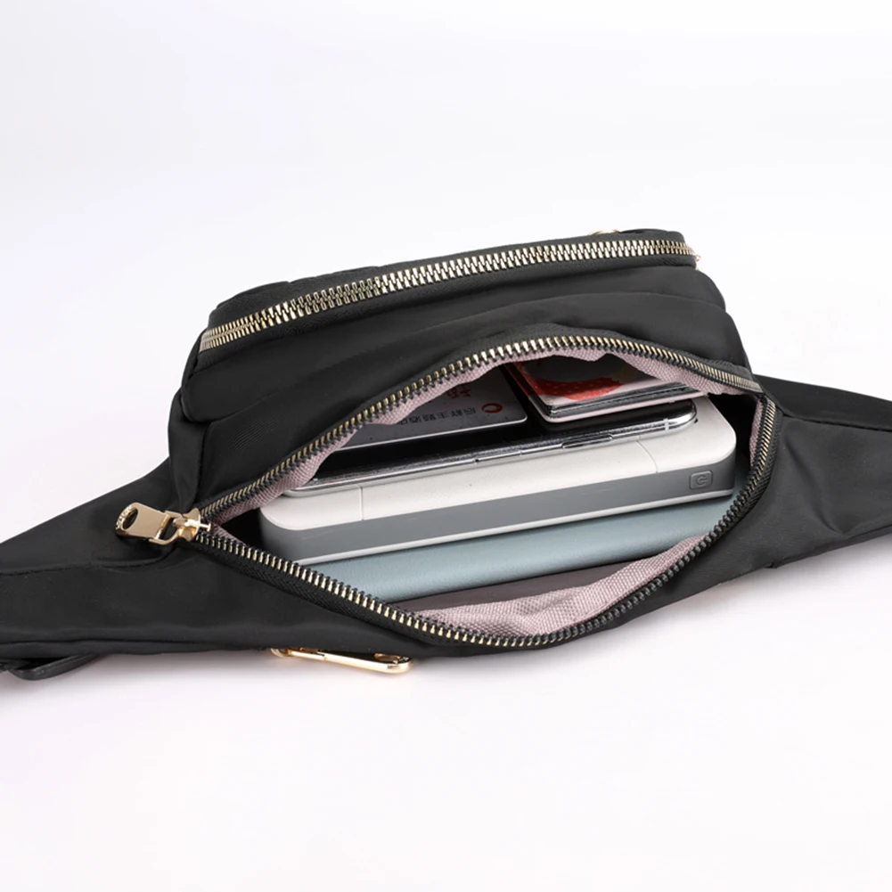 

2021 Lattice Pattern Women Waist Back Nylon Solid Color Crossbody Female Multi-Pockets Fanny Packs Belt Bag Money Phone Pouch
