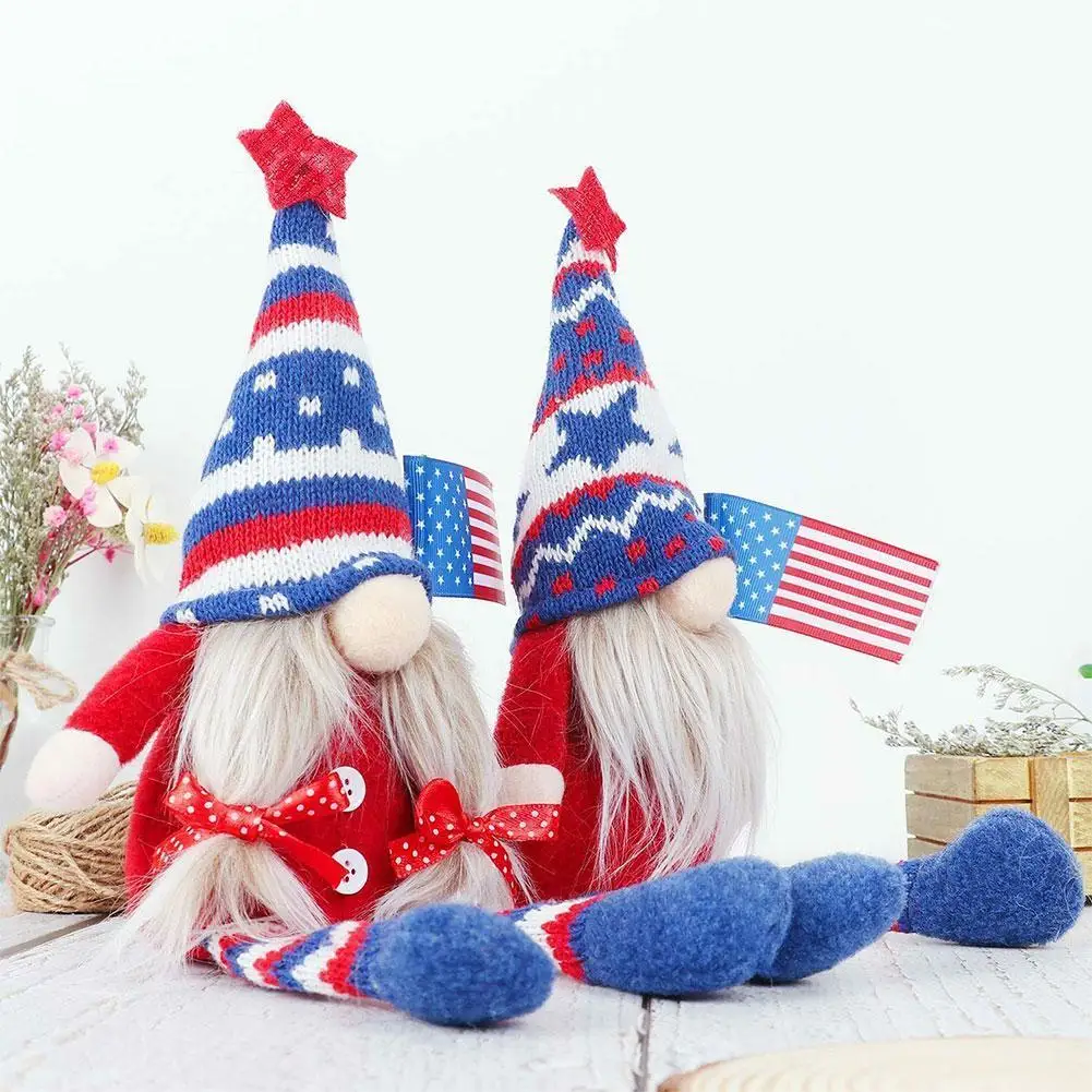 

1pcs American Independence Day Patriotic Dwarf Doll With Long Legs And Faceless Rudolph Doll Decoration Random Color