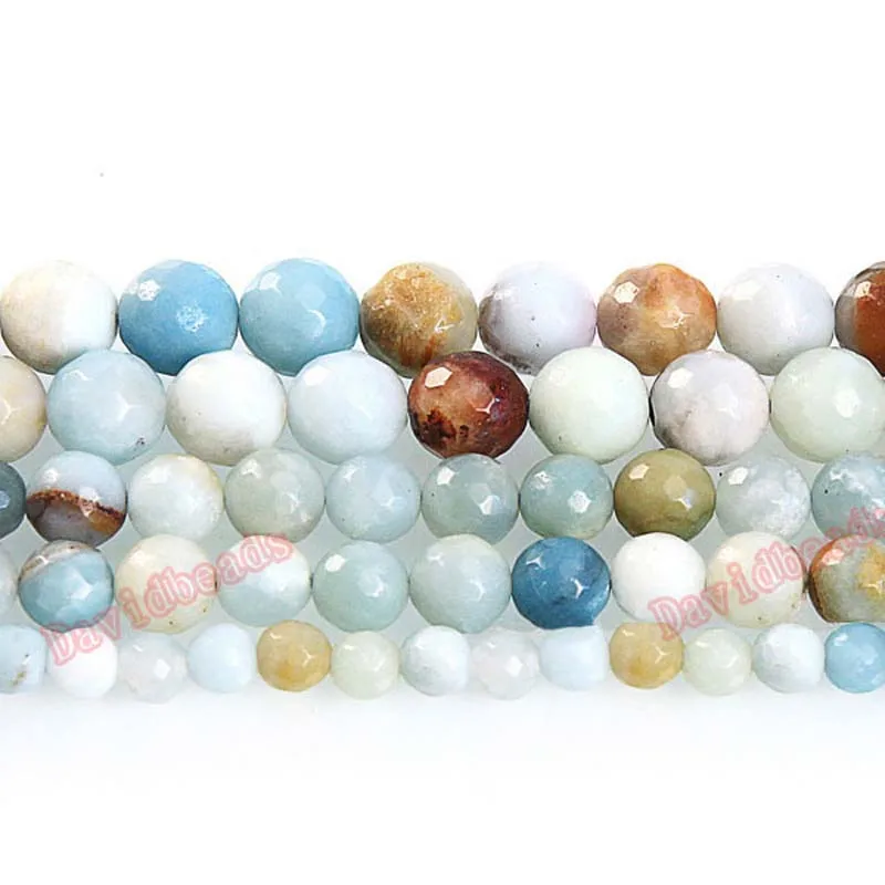 Бусины из натурального амазонита граненые круглые 16 дюймов 4 6 8 10 12 мм | Украшения