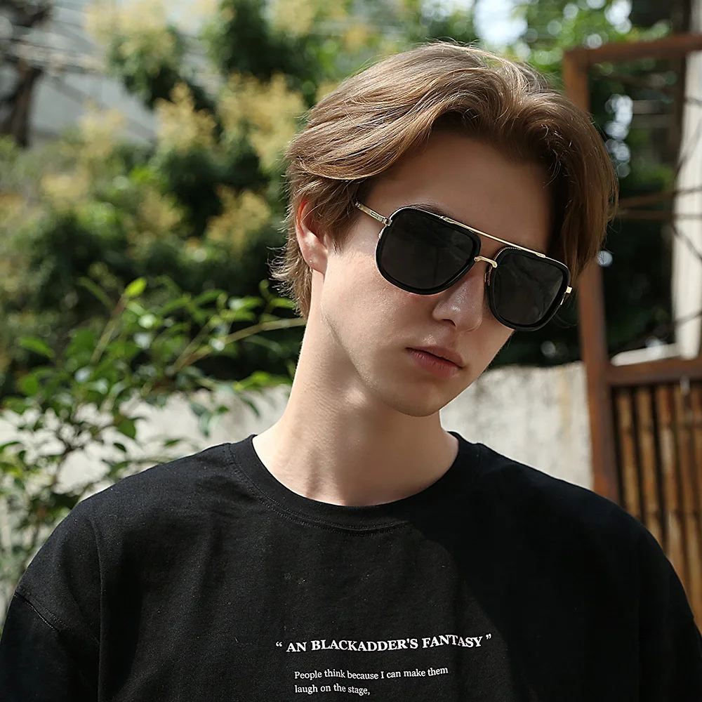 Мужские поляризованные солнцезащитные очки с полуметаллической оправой зеркала