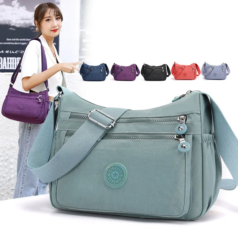 Autumn new ladies bag waterproof nylon woman bag solid large capacity crossbody bag simple style travel shoulder bag