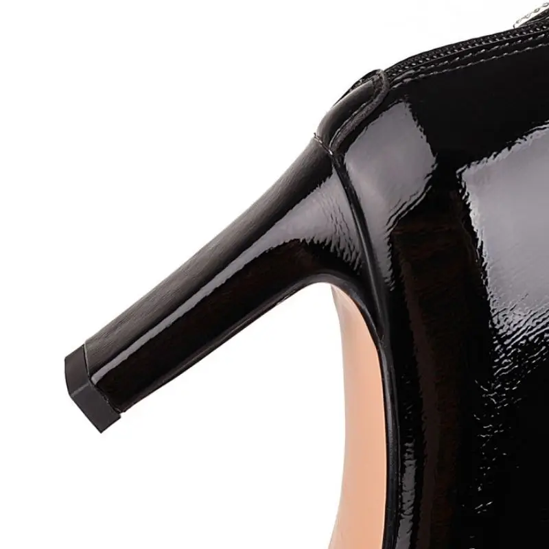 

RIZABINA Plus Size 34-48 Women Ankle Boots Square Toe Zipper Women Short Boots Fashion Cool Party Winter Shoes Women Footwear