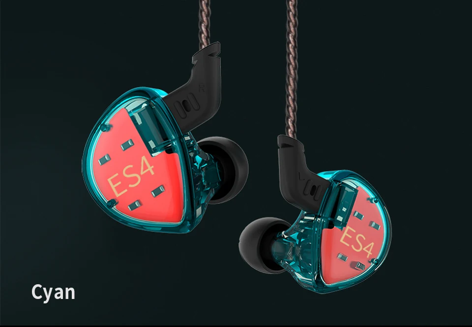 KZ ES4 1DD+ 1BA Hybrid Hifi наушники-вкладыши Динамический драйвер шумоподавление Гарнитура замена кабеля AS10 ZS10 BA10 ZST ES3 ZSN