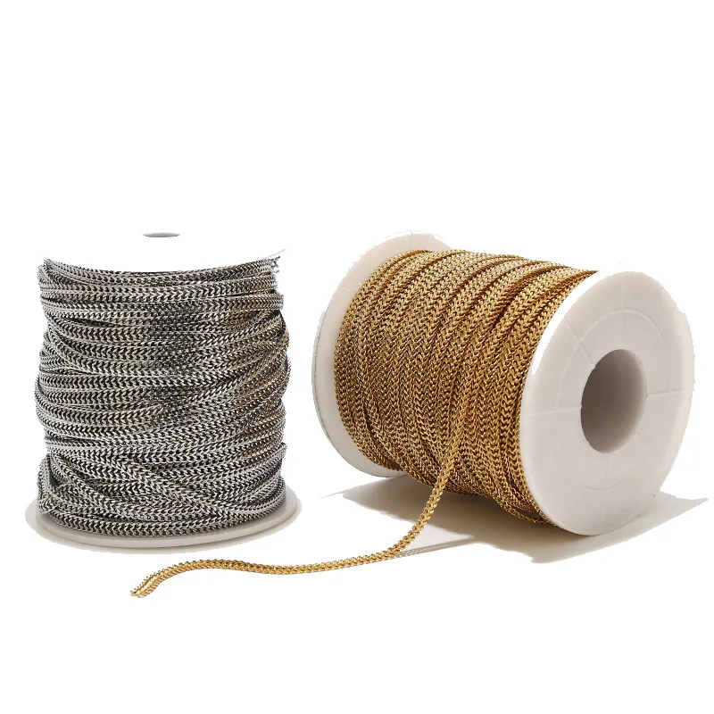 Золоченая нержавеющая стальная цепочка Шармовая цепочка Ширина 5,5 мм с самолетом и рыбьей костью для изготовления ювелирных изделий на шею 1M/2M.