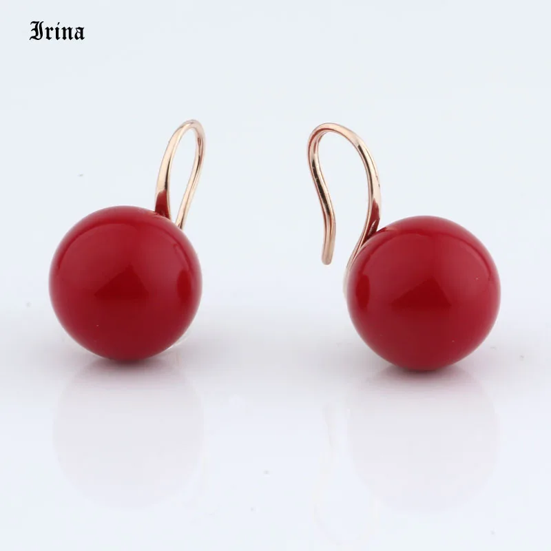 Большие серьги-шарики с жемчугом для женщин и девушек простые красные