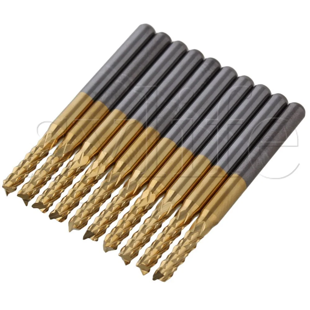 

10 шт. 3,175 мм кукурузные зубья карбидный Фрезерный резак с Оловянным покрытием роутер сверло 2,5 мм