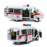 ambulance waggon car truck pull back model with led sound kids toy metal model construction vehicle toys for gift car collection