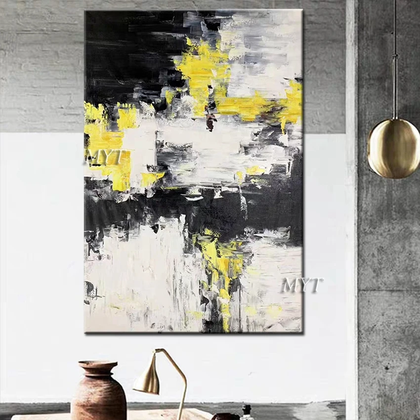 

High Quality New Abstract Oil Painting Canvas Art 100% Hand-painted Paintings Black And White Wall Picture Showpiece For Home
