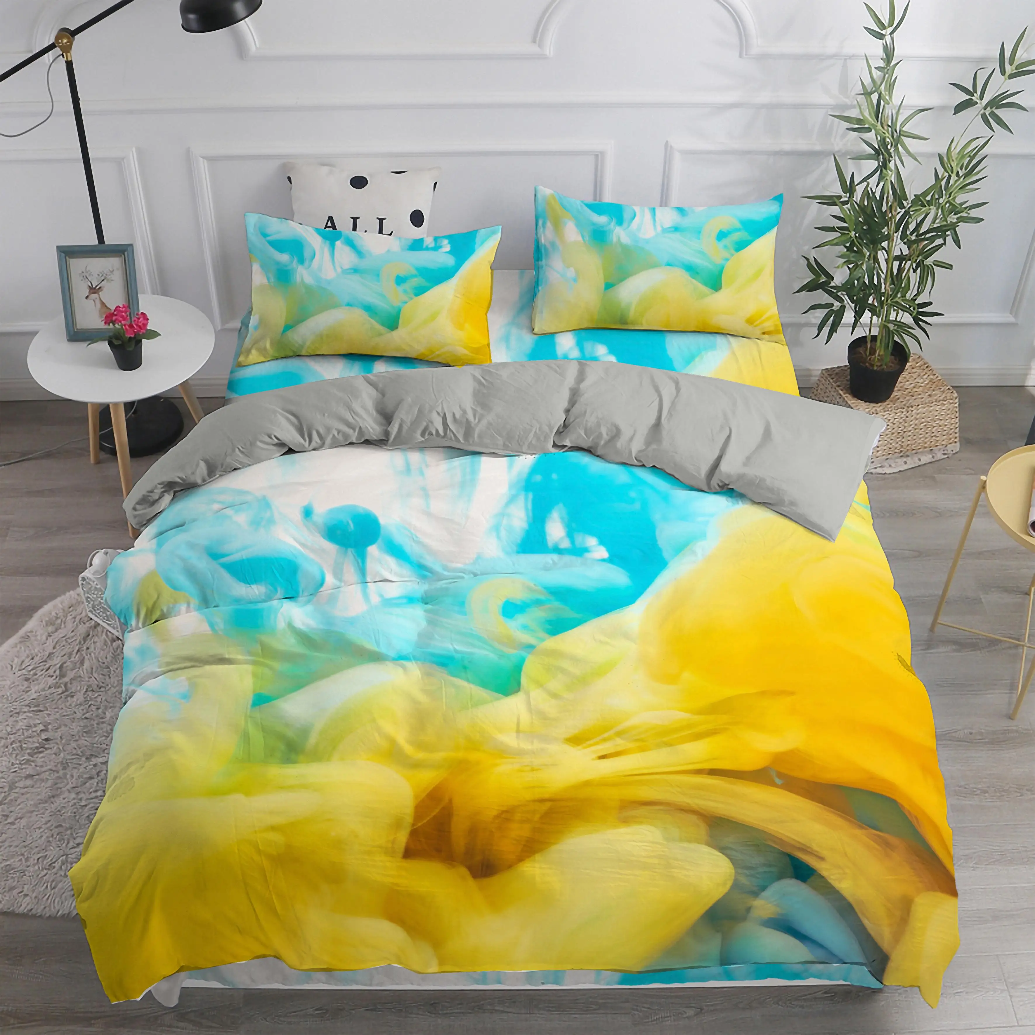 

Color Abstract Paint Painting Bedding Set Double Bed Line 220x240 150x200 Home Textiles 2/3pcs Girls Duvet Cover Pillowcase