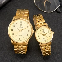 couple golden women men watch new fashion king queen lover wrist watch luxury stainless steel adjustable strap reloj mujer l1013