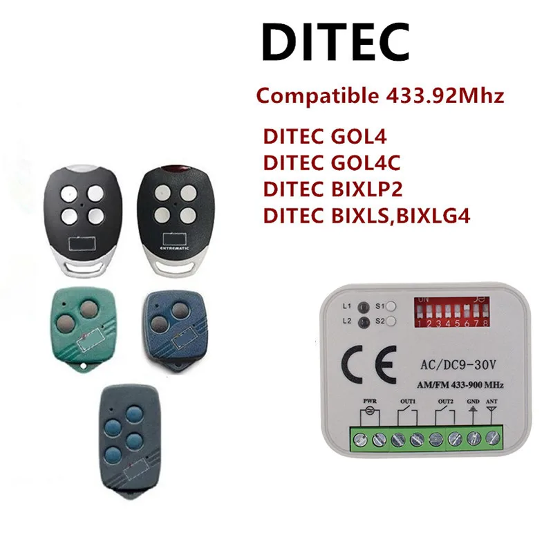 

3 шт. 433,92 МГц приемник дистанционного управления гаражной дверью DITEC GOL4 / 4C / BIXLP2 / BIXLS передатчик управления дверью управления гаражом