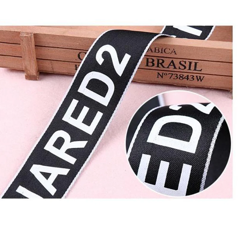 Лента с белыми надписями ручной работы, 40 мм, 2 ярда