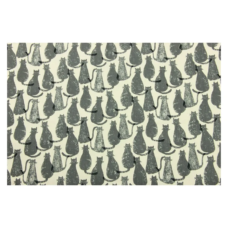 Половина двор ткань из плотного хлопка с милый рисунок кошкой Собственными