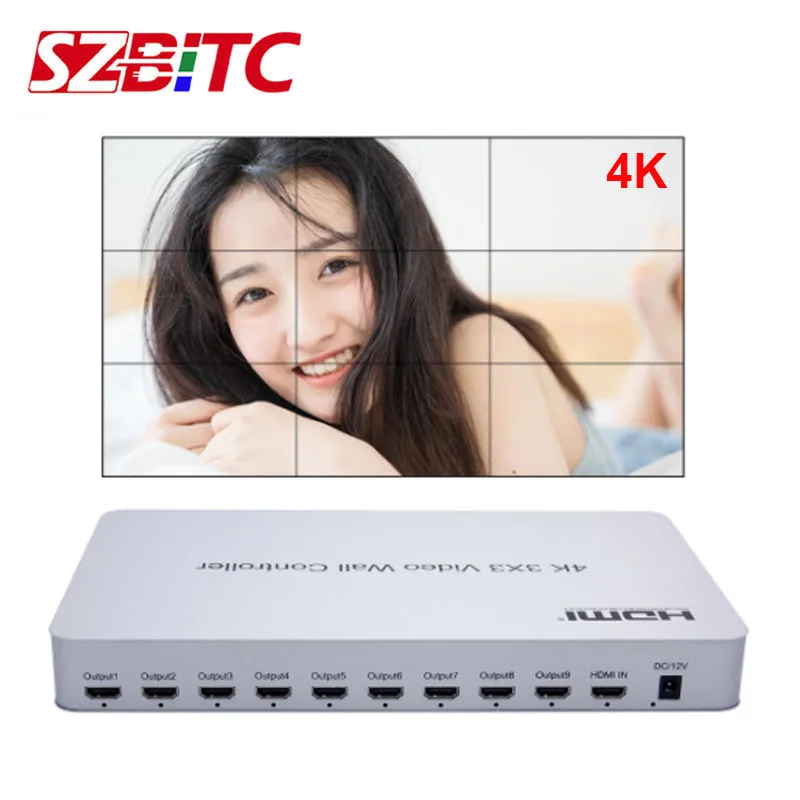 Настенный видеоконтроллер SZBITC 4K 3x3 режимы мультисращивания видео 2x4 2x3 1x4 1x6 3x4 4x4