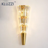 kluzzi luxury crystal led wall lamp modern minimalist bedroom bedside lamp living room hotel stairs iron wall sconce