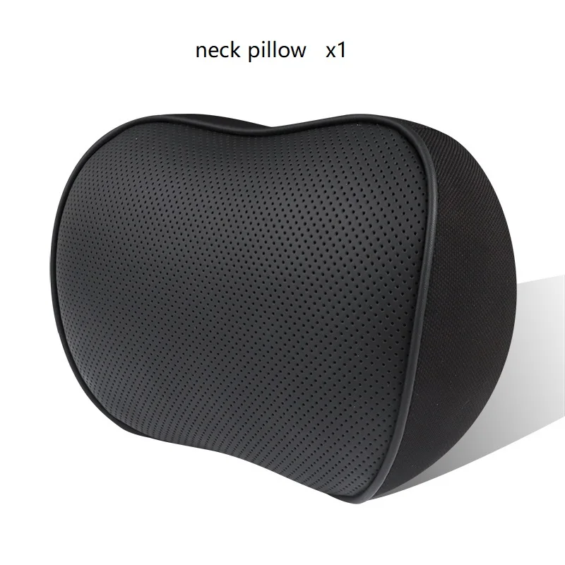 black headrest only Первый слой из воловьей кожи, Автомобильная подушка для поддержки сиденья, поясничная подушка, Автомобильный подголовник, авто автомобиль, забота о здоровье, настоящие кожаные подушки - Название цвета: black headrest only