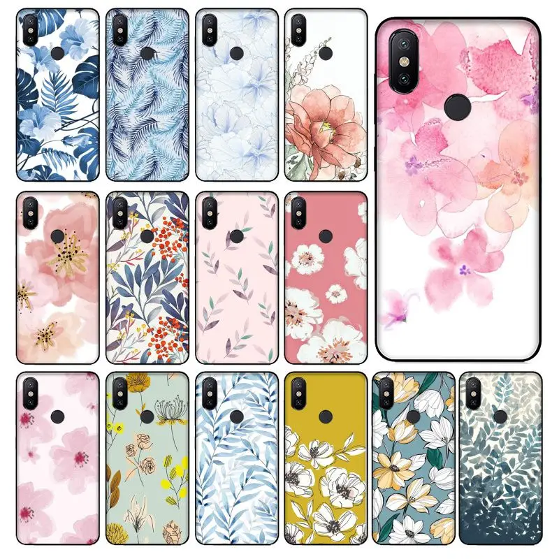 Красочные живописи тушью цветы задняя крышка чехол для телефона Redmi 8 K20 Note4 Note5 5A 7