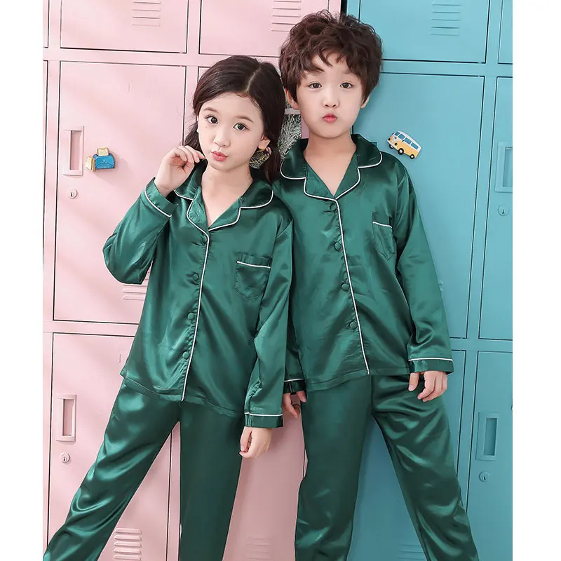 Пижамы для маленьких девочек Детская однотонная пижама с длинными рукавами