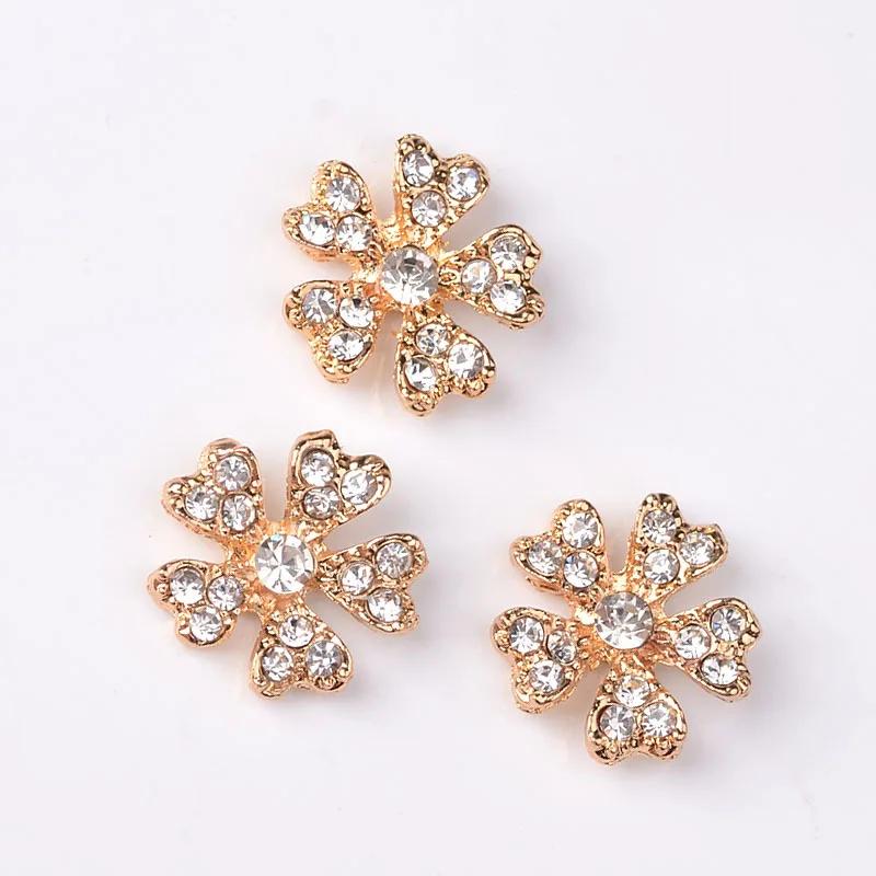 

10 шт. 17 мм модный металлический сплав KC золото/Кристалл Стразы Цветы Разъемы очаровательные для изготовления ювелирных изделий