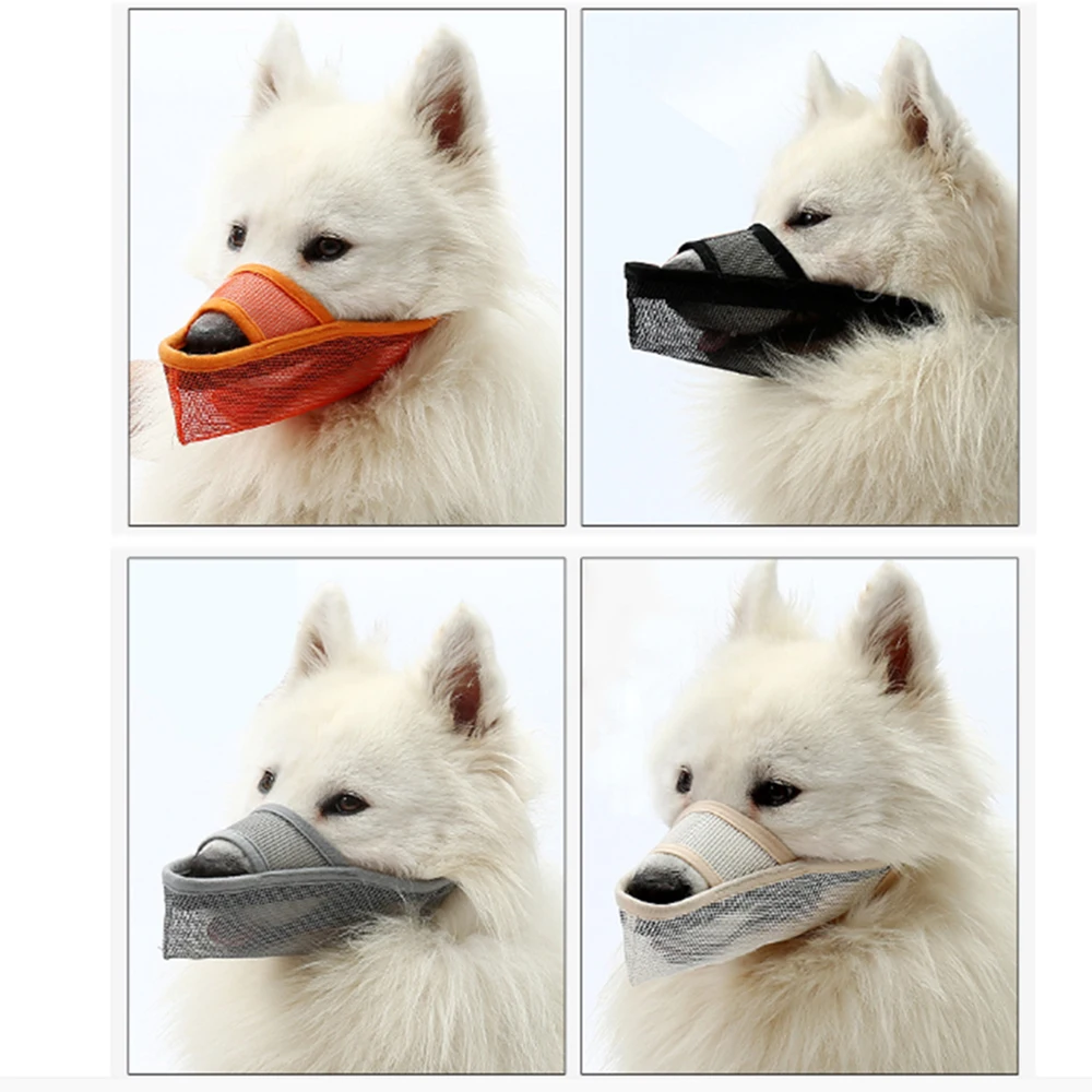 Регулируемая Маска для собак дышащая сетка рта мордочки против кора жевания