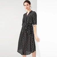 silk dresses women natural 2020 spring summer black printed white floral office casual sexy beach dress plus size high quality