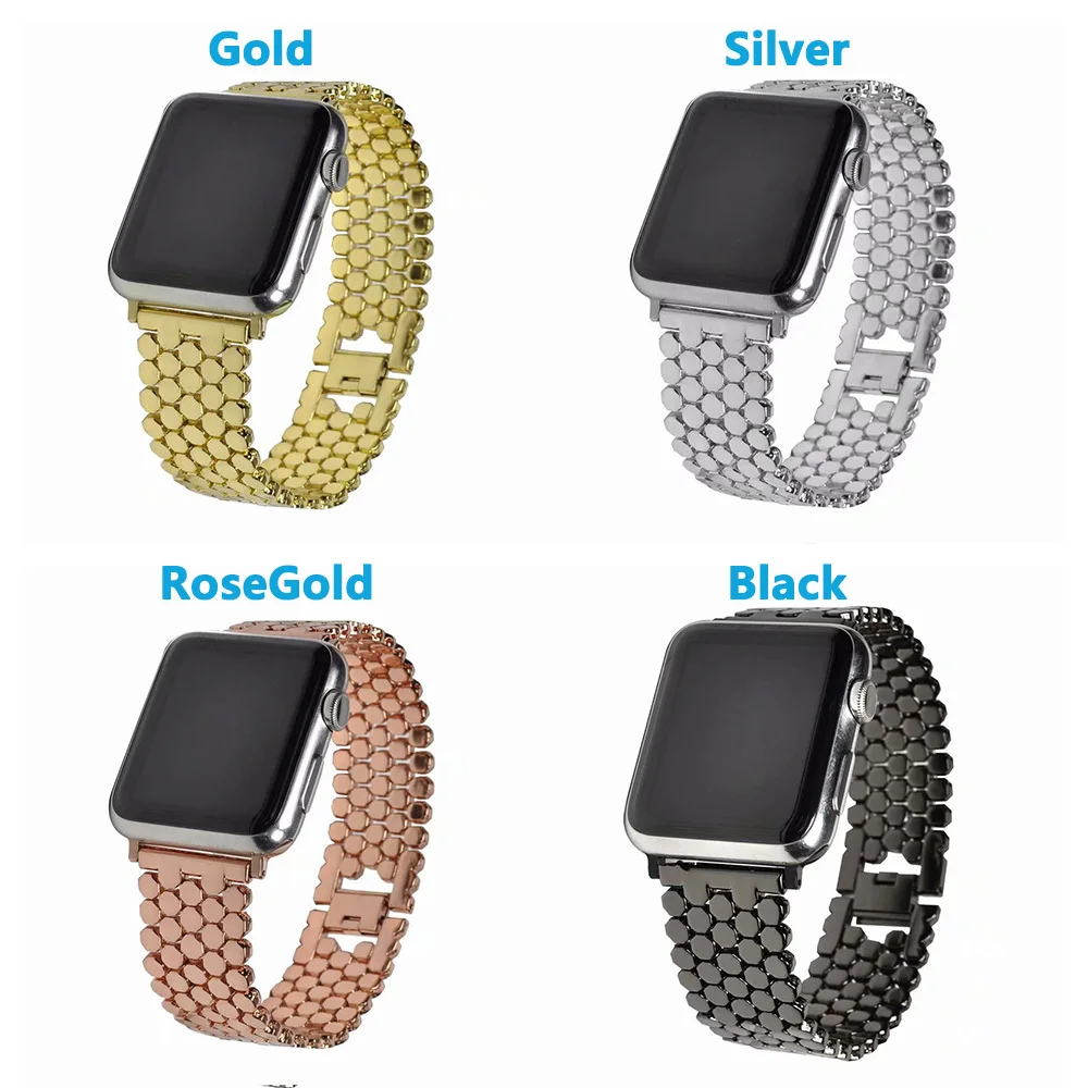 Стальной ремешок в виде рыбьей чешуи для apple watch Series 5 3 2 1 ремешок iwatch из нержавеющей стали 42 мм 44 мм адаптеры черный и серебристый