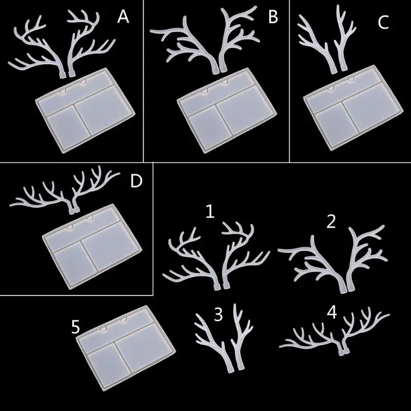 

Christmas Elk Jewelry Rack Resin Casting Molds Deer Anlter Jewelry Storage Box Silicone Resin Trays Mold Set Art Crafts