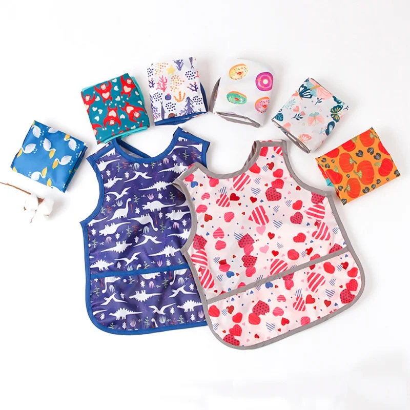 Водонепроницаемый детский нагрудник фартук Без Рукавов арт халат для детей