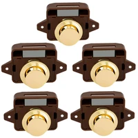 5pcs keyless push button catch door knob lock for rv caravan cabinet boat motor home cupboard brown gold retail