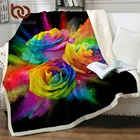 Одеяло BeddingOutlet с цветными розами, зимнее покрывало с 3D принтом цветов, акварельный цветочный плюшевый плед 150x200 см