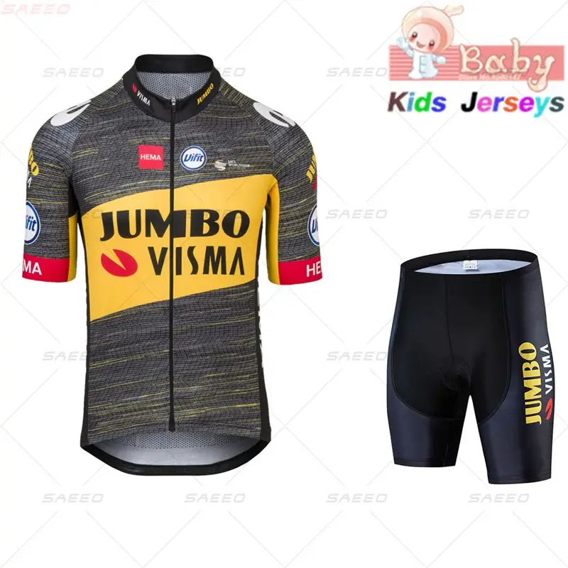 Комплект одежды для велоспорта Jumbo Visma мальчиков и девочек детские дышащие шорты