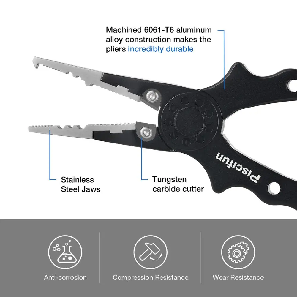 Piscifun 18 см алюминиевые рыболовные плоскогубцы многофункциональные плетеные
