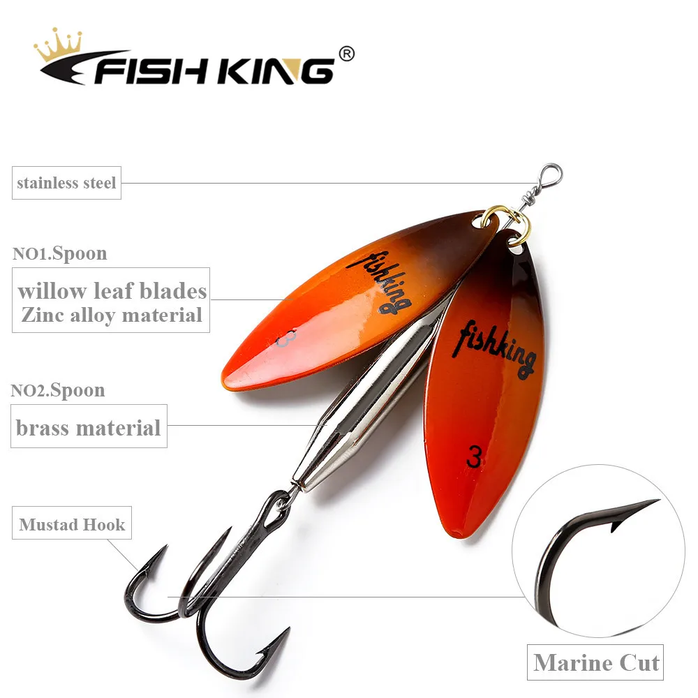 Рыбацкий приманка FISH KING 24 г лонгкастовая двойная спиннерная блесна искусственная жесткая ложка металлическая приманка для щуки.