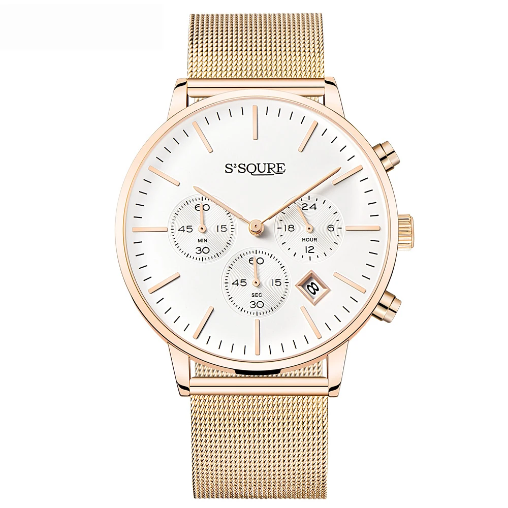 Часы наручные мужские с кожаным ремешком Модные Роскошные Водонепроницаемые