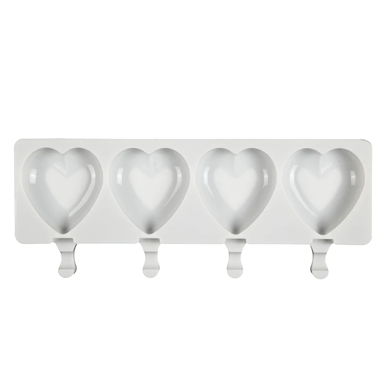 

Silicone Ice Cream Molds Food Safe 4-Cavities Heart-Shaped Popsicle Maker DIY Homemade Ice Lolly Mould Home Ice Cream Tools