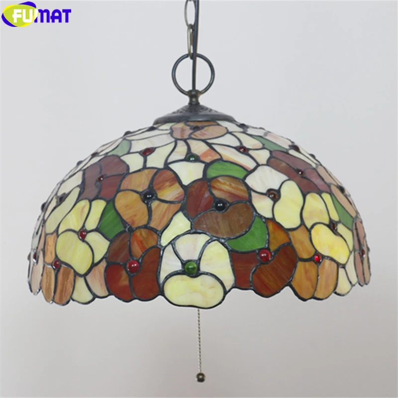 Kopen FUMAT Blauw Rood Roze Orchidee Tiffany Hanglamp Multi Kleur Gebrandschilderd Glas Wijnstok Opknoping Lichtpunt Handwerk Decor Lampen 16
