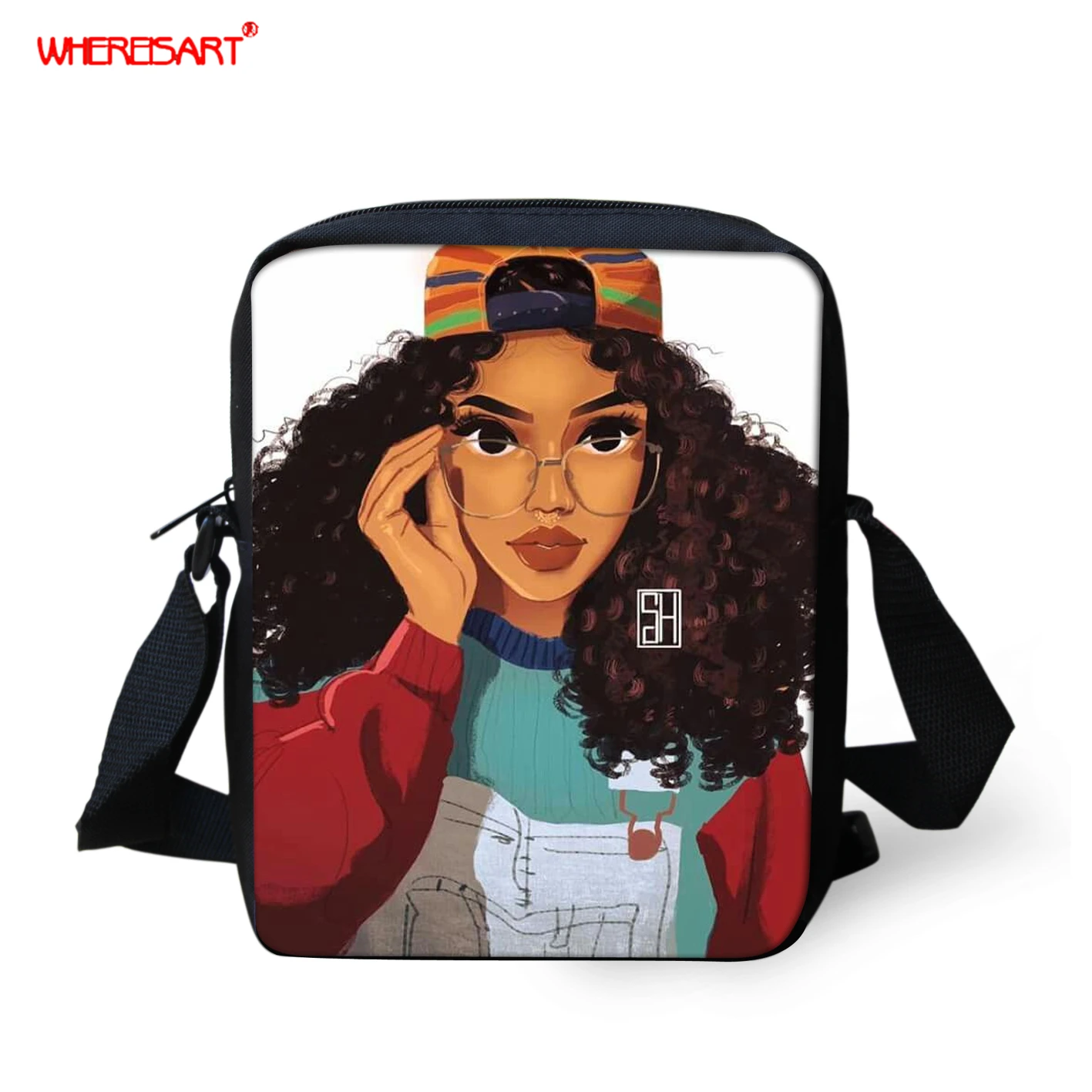 

WHEREISART Casual Women Handbag Afro Girls Cross-body Bags For Ladies Small Shoulder Bags Girls Messenger Bags Mochilas Infantil