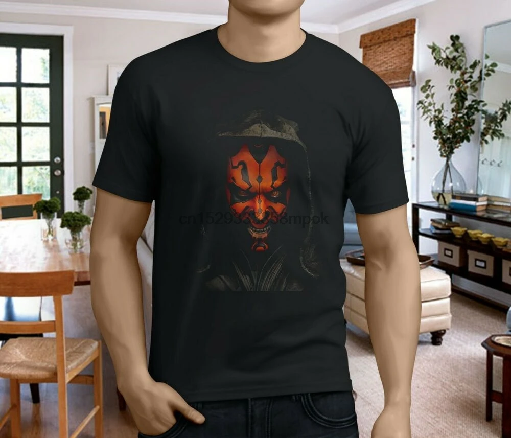 Новая популярная мужская Черная футболка Darth Maul Face | Мужская одежда